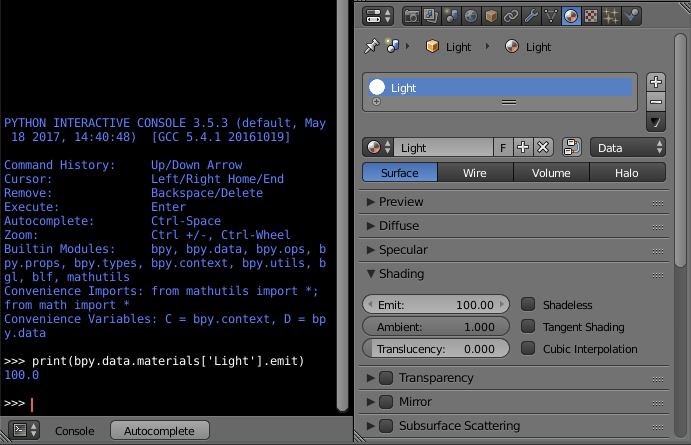 Emission in Shader Editor
