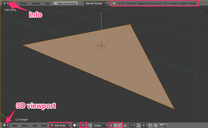 A triangle created in Blender