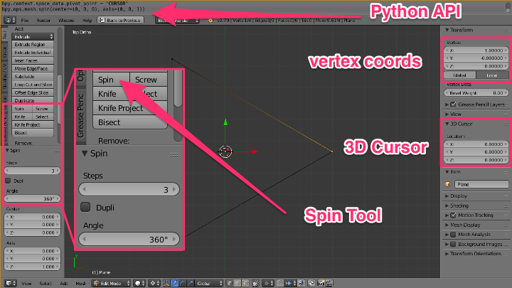 spin vertex around 360 degrees