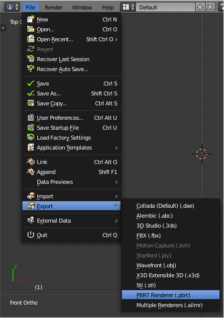 The file export menu