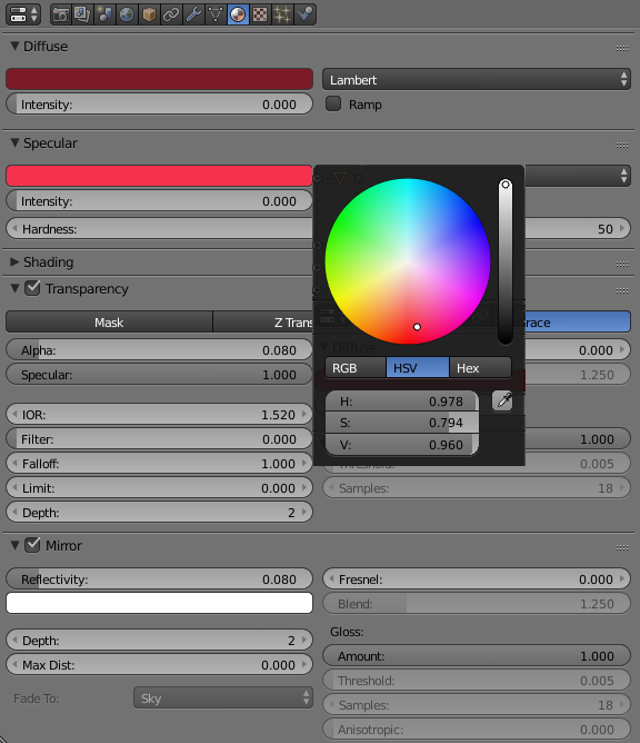Tinted glass uses two colors in Blender's UI