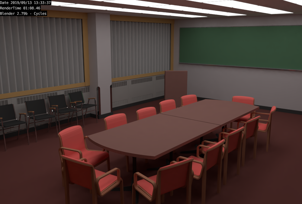 Conference Room rendered by Cycles and using the denoiser