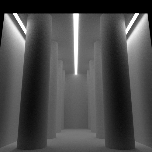 Rendered result of the pbrt-cylinders_2_79.blend Blender scene